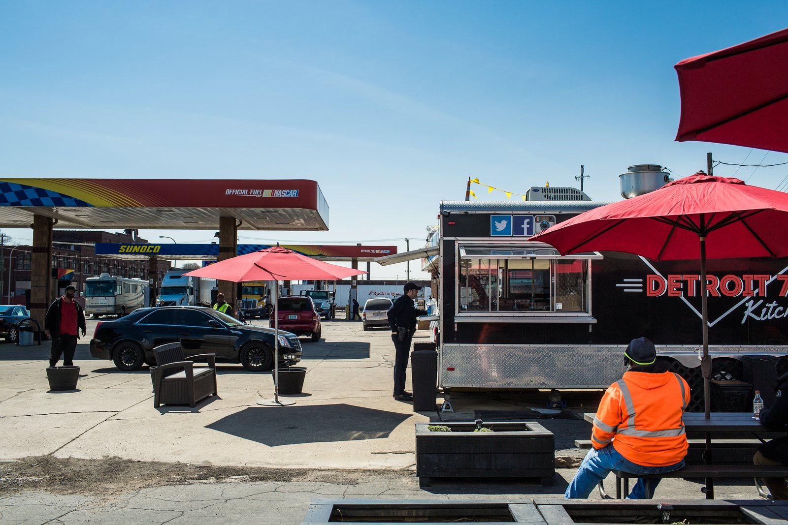 The original Detroit 75 Kitchen location in the truck stop lot on Fort Street